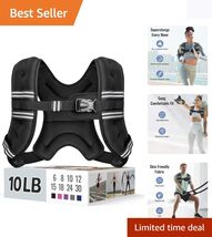 10 lb Adjustable Weighted Vest for Fitness with Reflective Stripe &amp; Ergo... - $25.69