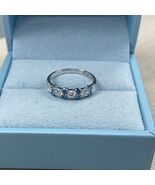 White Blue 1.00 Ct Round Lab Grown Diamond Alternating Wedding Band 14k ... - $701.63+