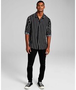 And Now This Mens Striped Long-Sleeve Resort Shirt Black M B4HP - $32.48 CAD