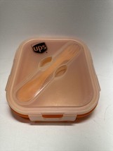 UPS United Postal Service Silicone collapsible food/Lunch Container Spork Orange - £15.97 GBP