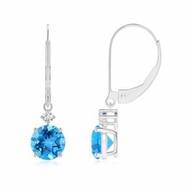 Authenticity Guarantee 
ANGARA Swiss Blue Topaz Dangle Earrings with Diamond ... - £402.92 GBP