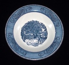 Vintage 10&quot; Blue CURRIER &amp; IVES Vegetable Serving Bowl &quot;Home Sweet Home~Royal - £16.53 GBP