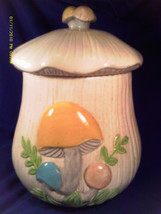 [Q3] Large Arnel&#39;s Ceramic Mushroom Cookie Jar 1980 Hand Painted - £18.48 GBP