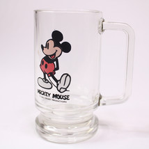 Vintage Walt Disney Productions Mickey Mouse Clear Glass Beer Mug Cup St... - $9.74