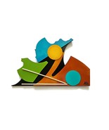 Handmade layered Abstract wood wall art by Alisa - original OOAK 21x13 - $2,350.86 MXN