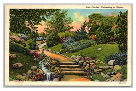 Rock Gardens University of Illinois Urbana Illinois IL Linen Postcard N19 - £1.50 GBP