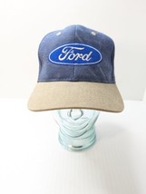 Vintage Ford Snapback Hat Cap Classic Logo Blue With Beige Bill By Cobra Caps  - £14.79 GBP