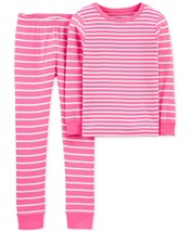 allbrand365 designer Toddler Girls 2-Pieces Striped Pajama Set,Pink,7 - £20.37 GBP