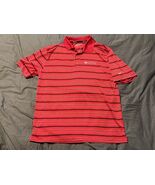 Nike Golf Dri-Fit Polo Shirt Medium Red Black Stripe Links Hope Island - €10,81 EUR