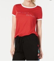 $24 Jenni Ringer Pajama TShirt Short Sleeve Sun Sleep Repeat Red Knit Shirt - $15.29