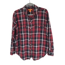 Joe Fresh Womens 100% Cotton Button Down Plaid Pockets Flannel Shirt Red M - £9.90 GBP