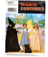 Simplicity 7801 0631 Wizard of Oz Dorothy Witch Halloween Costumes 3,4,5... - £11.35 GBP