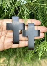 2 Pc Wood CROSS Pendant, Jesus Christ Wooden Locket Handmade 6 cm # 10 - £12.29 GBP