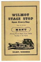 Wilmot Stage Stop Menu Wilmot Wisconsin Oldest Tap &amp; Dining Room  - £20.89 GBP