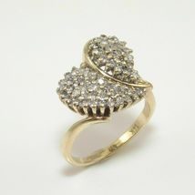 14K Yellow Gold Over 1.44CT Round Cut Diamond Heart Cluster Ring For Christmas - £70.61 GBP