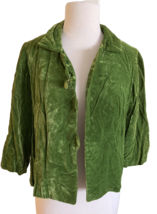Vtg 1940s 50s green crushed velvet  cropped jacket women&#39;s xs-s - £25.51 GBP