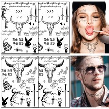 4 Sheets Halloween Face Tattoos Stickers Festival Makeup Temporary Tatto... - £17.76 GBP