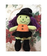 City Streets Green Witch Plush Purple Hair Halloween Decoration 11 Inches - $13.55