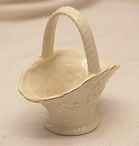 Mini Porcelain Basket Gold Trim Floral Designs Miniature - £10.10 GBP