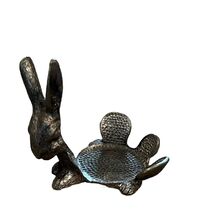 Vintage PEWTER Easter Bunny Rabbit METZNE Votive Candle Holder 1984 - $21.04