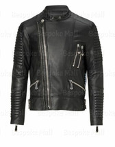 New Man&#39;s Handmade Full Black Brando Zippered Genuine Cowhide Leather Ja... - $152.99+