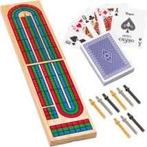 Cribbage Board Game Set w Storage Fun Table Game with Wooden Board for Adults Ki - £28.04 GBP