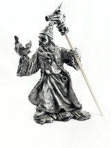 5&quot; Resin Wizard Holding Baby Dragon &amp; Dragon Skull staff - Mythical Legends - £3.19 GBP