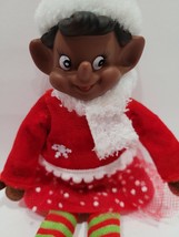 Christmas African American Pixie Elf Girl Doll Tree Knee Hugger Ornament 11.5&quot; - £15.78 GBP