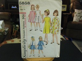 Simplicity 5858 Girl&#39;s Dress &amp; Coat or Jacket Pattern - Size 14 Chest 32 - $12.96
