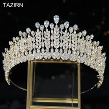 New 5A CZ Tiaras Tall Cubic Zirconia Bride Bridal Crowns Fashion  Headdr... - £93.71 GBP