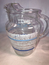 Blue And White  Glass Ice Lip Pitcher 1950&#39;s Mint 9 Inch - £18.66 GBP