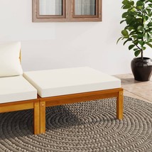  Footrest Cream White, Wood Solid Acacia wood, fabric (100% polyester) - $3,175.59 MXN