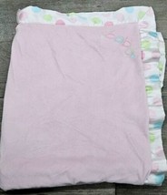 Carters Just One Year Pink Baby Blanket Green &amp; Blue Polka Dot Satin Tri... - $44.50