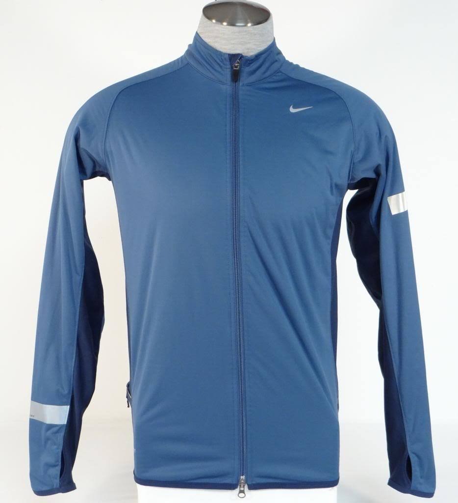 Nike Dri Fit Wind & Water Resistant Blue Zip Front Running Jacket Mens NWT - $149.99