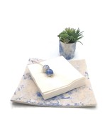 Porte-serviettes peint à la main bleu abstrait, carré fait à la main, dé... - £95.27 GBP