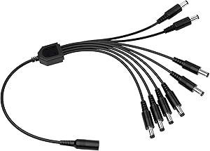 CCTV Power Splitter Cable Y Adapter for 8 Male Connections Black - $14.84