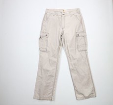 Vtg Carhartt Mens 36x32 Faded Spell Out Relaxed Fit Wide Leg Cargo Pants Beige - £39.41 GBP