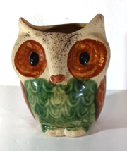 Vintage CERAMIC OWL VASE Rustic Handmade Decorative Collectable 5 1/4&quot; - £12.36 GBP