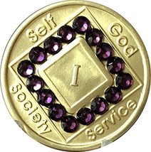 Purple Swarovski Crystal NA Medallion Year 1 - 40 Bronze - £14.99 GBP