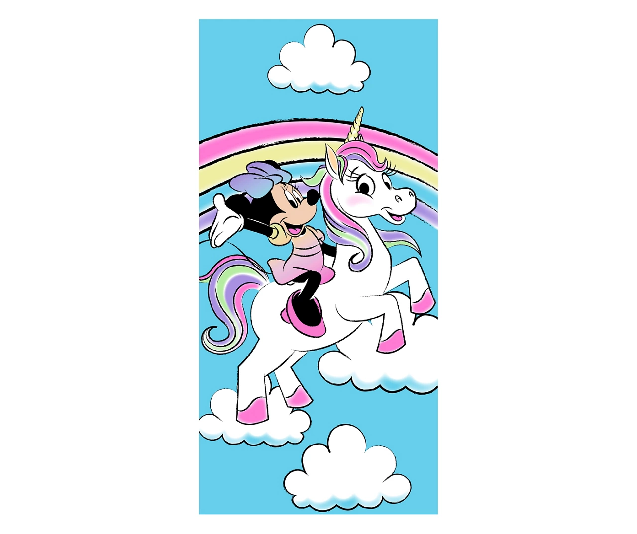 NEW Disney Minnie Mouse Unicorn Rainbow Beach Towel 28 x 58 inches terry fabric - £5.99 GBP