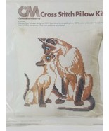 Siamese Cats Stamped Linen Cross Stitch Pillow Kit Columbia Minerva 6734... - £23.94 GBP