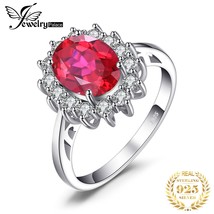 Princess Diana 2.6ct Created Red Ruby 925 Sterling Silver Halo Ring for Women En - £20.08 GBP