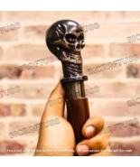 Walking Stick Skull Head Handle Wooden Victorian Foldable Cane Collectib... - $21.49+