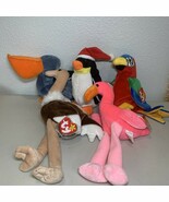 Lot Of 5 Animal TY Beanie Babies - Birds Zero Pinky Stretch Scoop Jabber - $26.65 CAD
