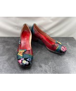 Unbranded Heels Women 10.5M Shoes Brown Red Green Leather Boho Block Pump - €29,57 EUR