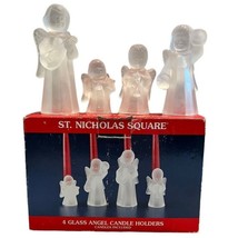 St Nicholas Square Set of 4 Frosted Glass Angel Candle Holders Original Box - £14.85 GBP