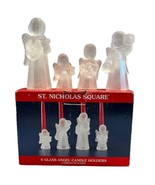 St Nicholas Square Set of 4 Frosted Glass Angel Candle Holders Original Box - £14.89 GBP
