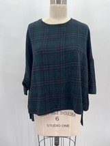 BDG Oversized High Low Shirt Sz XS Black Blue Green Plaid Short Sleeve  - £14.72 GBP