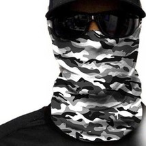 Halloween Mens Camo Neck Wrap Gaiter Face Mask Headband Hood Multi Gray White - £7.75 GBP