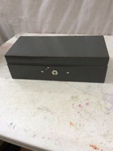 Mid Century metal Money box vintage Grey Steel master 10x5x3 - $59.99